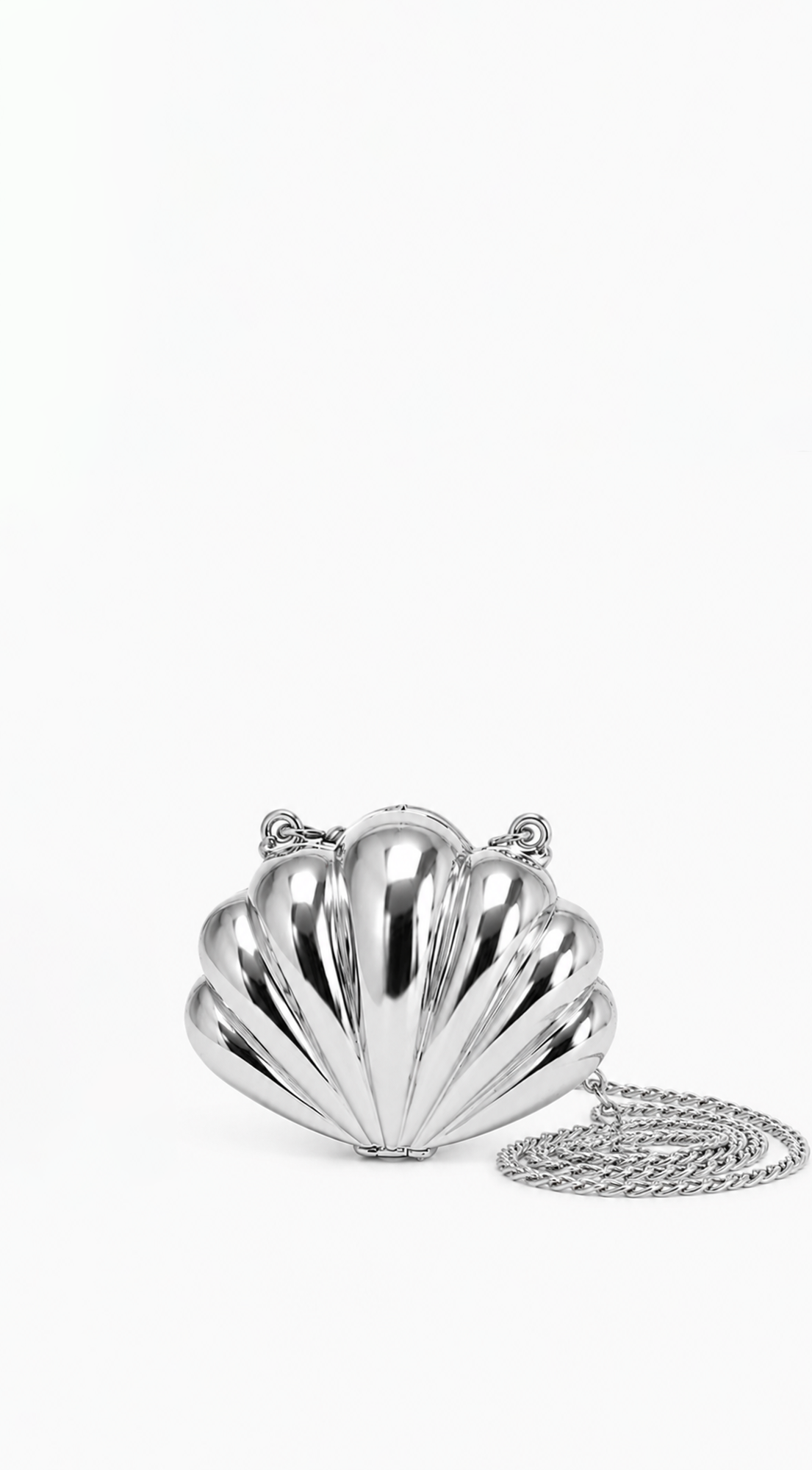 Coraline Shell Metal Mini Clutch Purse - Silver