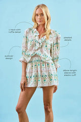 Hunter Bell Imogen Blouse in Pink Trellis