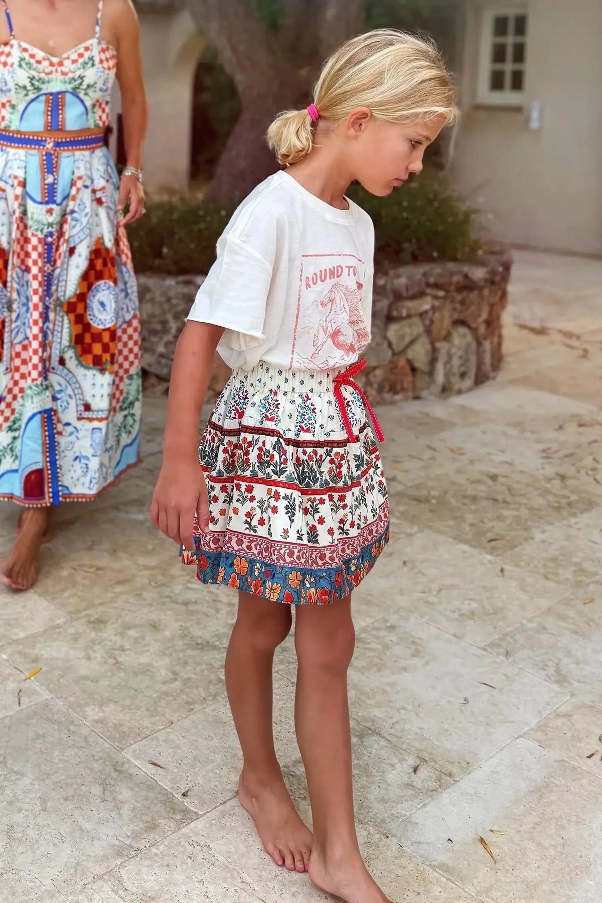 Hunter Bell Kids Shepard Skirt in Fall Floral Cream