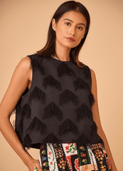 Hunter Bell Manning Top in Black Fringe