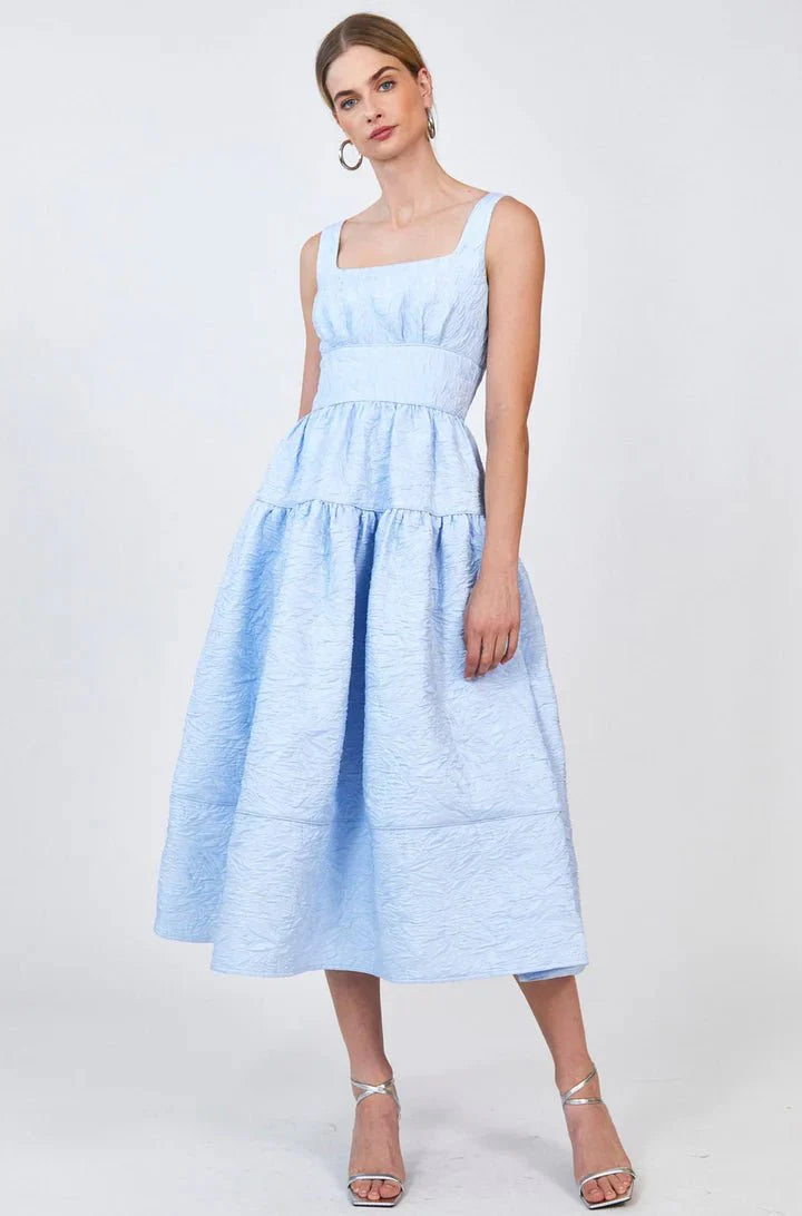 Hunter Bell Mara Dress in Sky Blue Jacquard