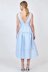 Hunter Bell Mara Dress in Sky Blue Jacquard