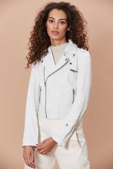 Jakett Josey Washed Leather Jacket in White