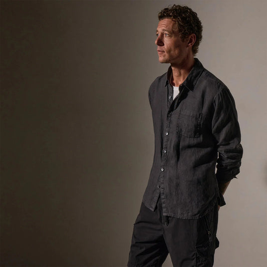 James Perse Light Weight Linen shirt in Magma Pigment