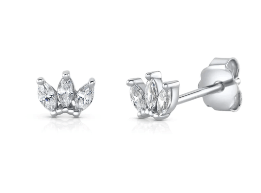 Jen Hansen 3 Marquise Studs in Silver