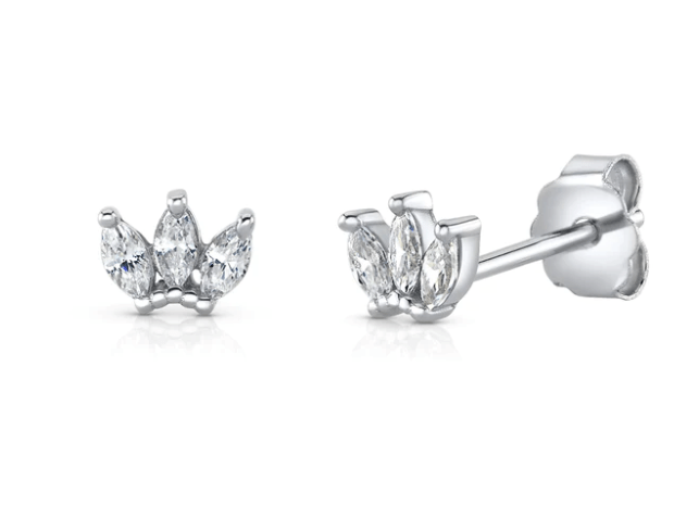 Jen Hansen 3 Marquise Studs in Silver