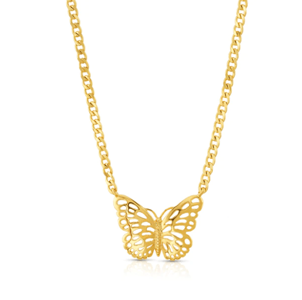 Jen Hansen 80's Butterfly Necklace in Gold