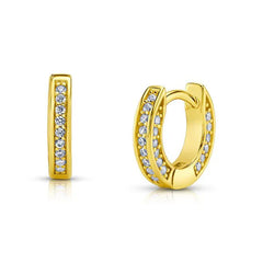 Jen Hansen All-Over Channel Set Huggies in Gold
