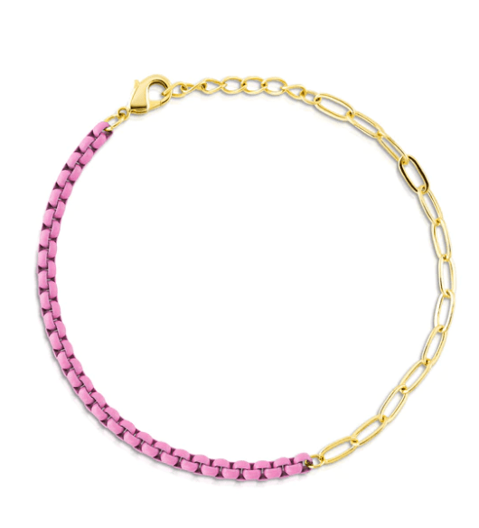 Jen Hansen BB2061G Half & Half Enamel Paperclip Bracelet