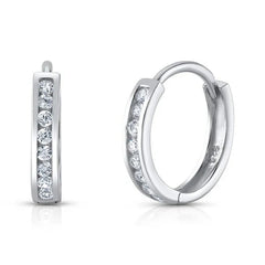 Jen Hansen Channel Set Huggies in Silver