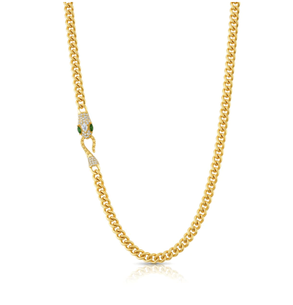 Jen Hansen Cuban Snake Clasp Necklace in Gold