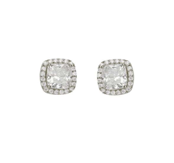 Jen Hansen Cushion Solitaire Earring in Silver