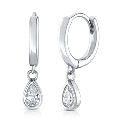 Jen Hansen CZ Teardrop Huggies in Silver