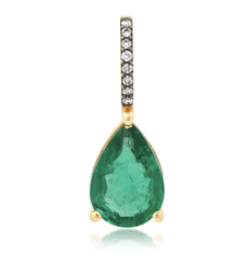 Jen Hansen Elegance Pear Shaped Emerald Pendant W/ Diamond Bail
