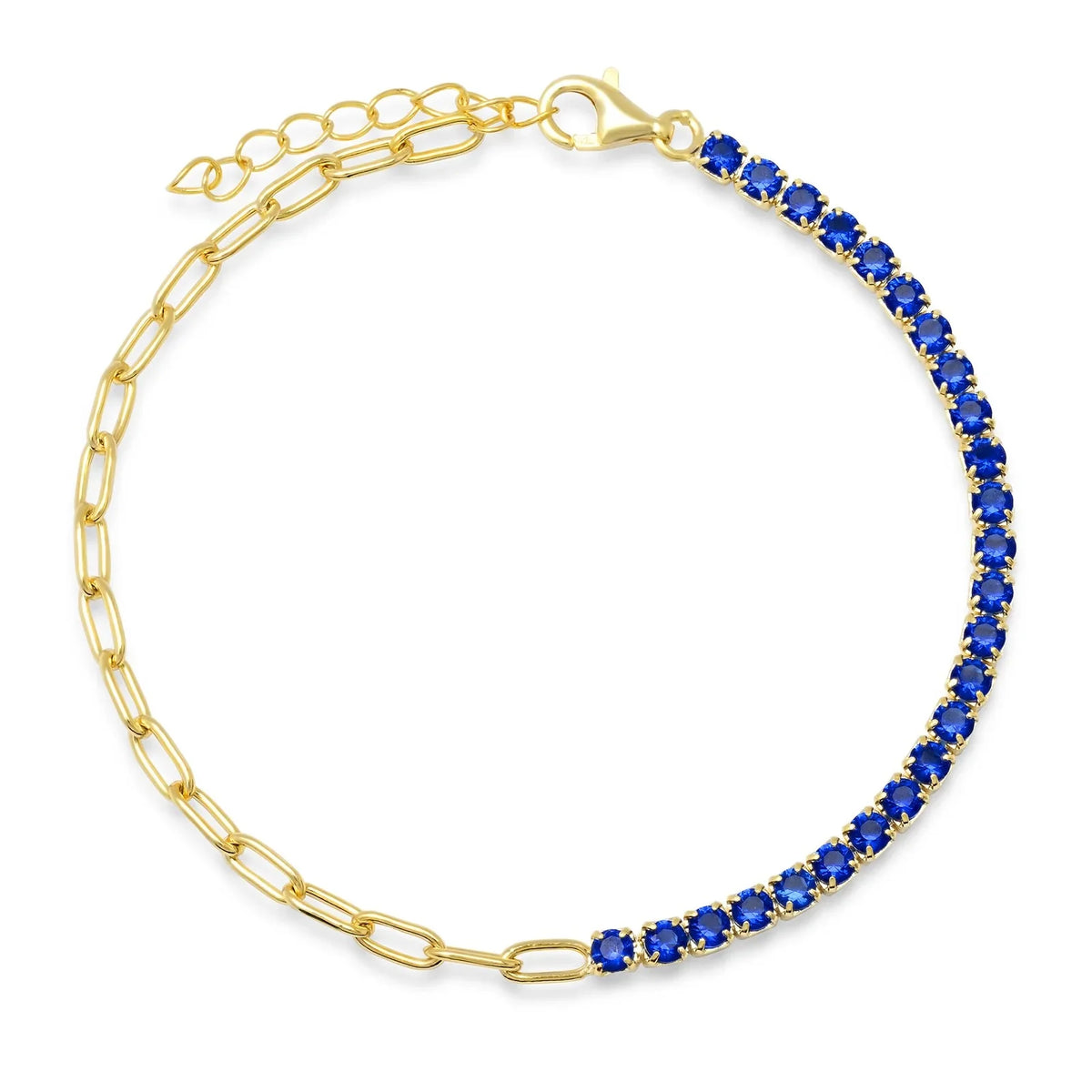 Jen Hansen Half & Half Paperclip Blue Tennis Bracelet