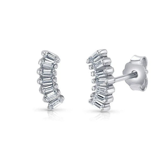 Jen Hansen Mini Baguette Wing Studs in Silver