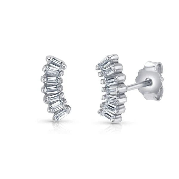 Jen Hansen Mini Baguette Wing Studs in Silver