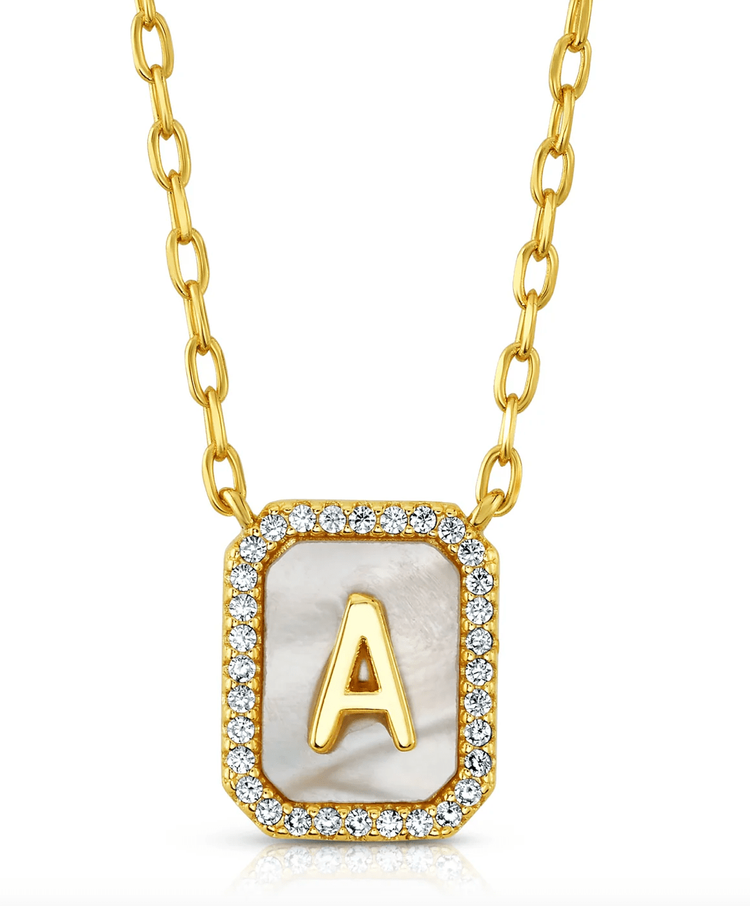 Jen Hansen Pearl Cz Initial Necklace in Gold