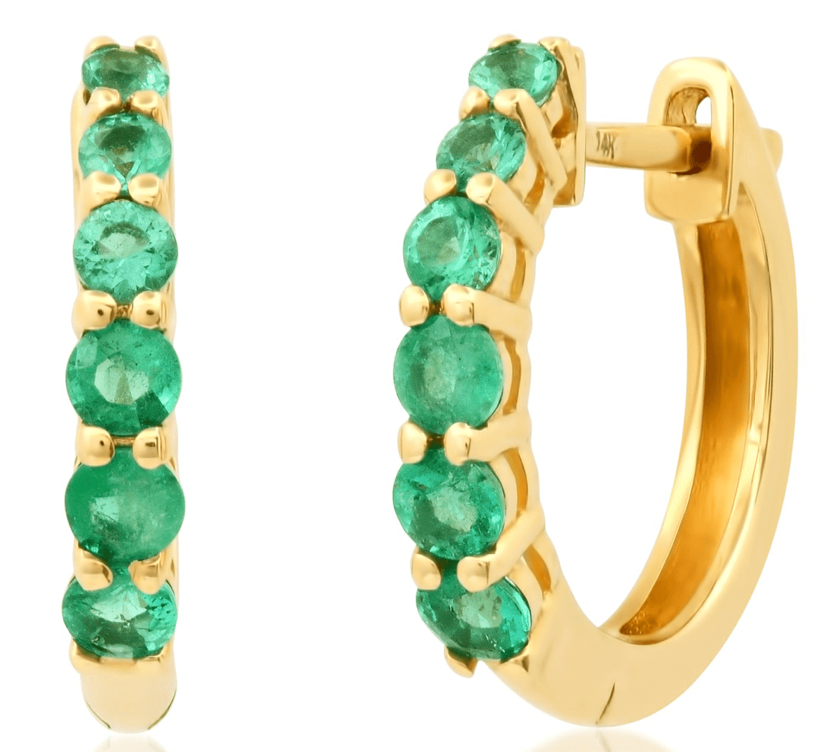 Jen Hansen Precious Emerald Huggies 14k Gold
