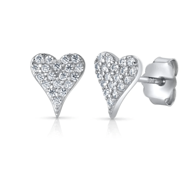 Jen Hansen Precious Heart Stud Earrings in Silver