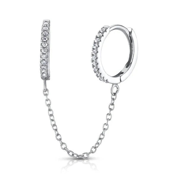 Jen Hansen Single CZ Connecting Huggies in Silver