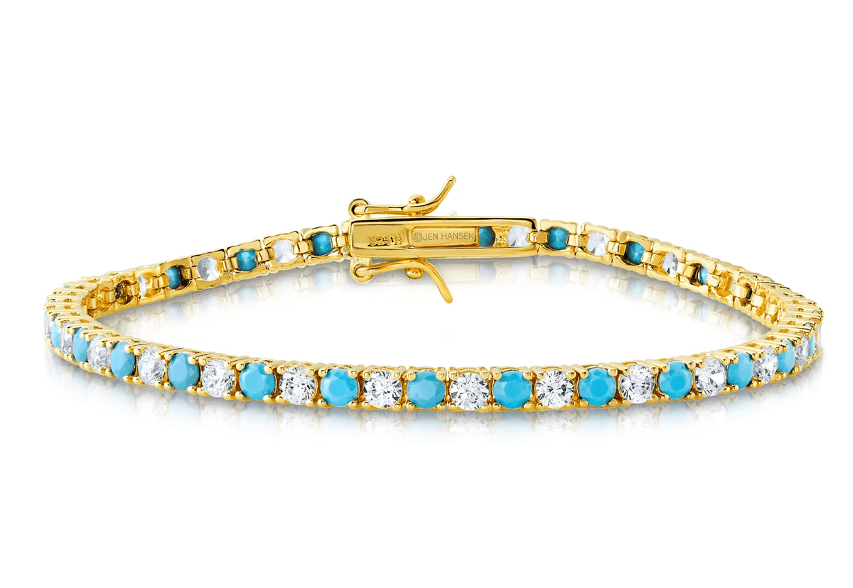Jen Hansen Tennis Bracelet in Turquoise and Clear