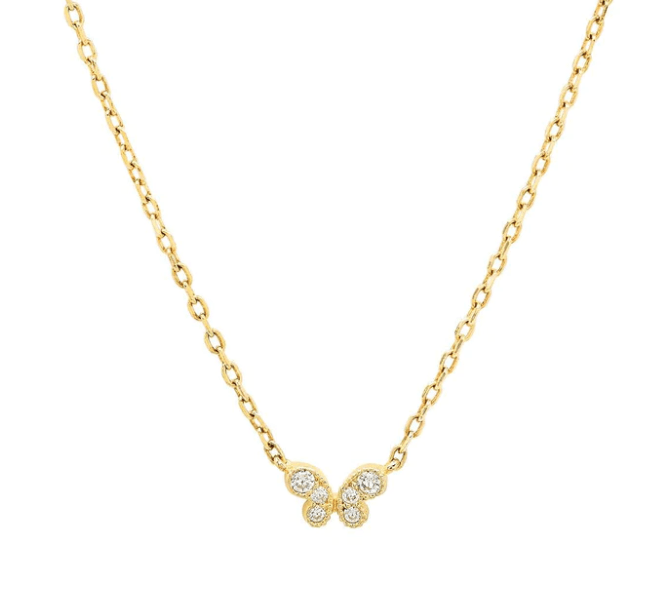 Jen Hansen Tiny Butterfly Necklace in Gold