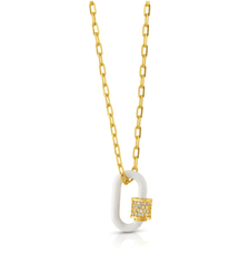 Jen Hansen White Enamel Carabiner Chain in Gold