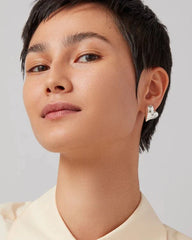 Jenny Bird Art Heart Button Earring in Silver