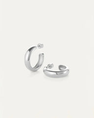 Jenny Bird Staple Medium Hoop in Rhodium