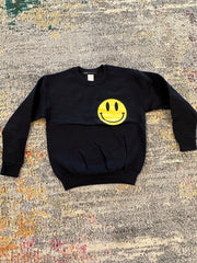 JET Happy Face Crewneck in Black