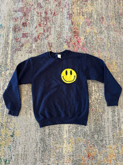 JET Happy Face Crewneck in Navy