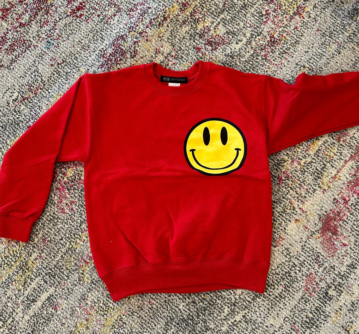 JET Happy Face Crewneck in Red