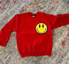 JET Happy Face Crewneck in Red