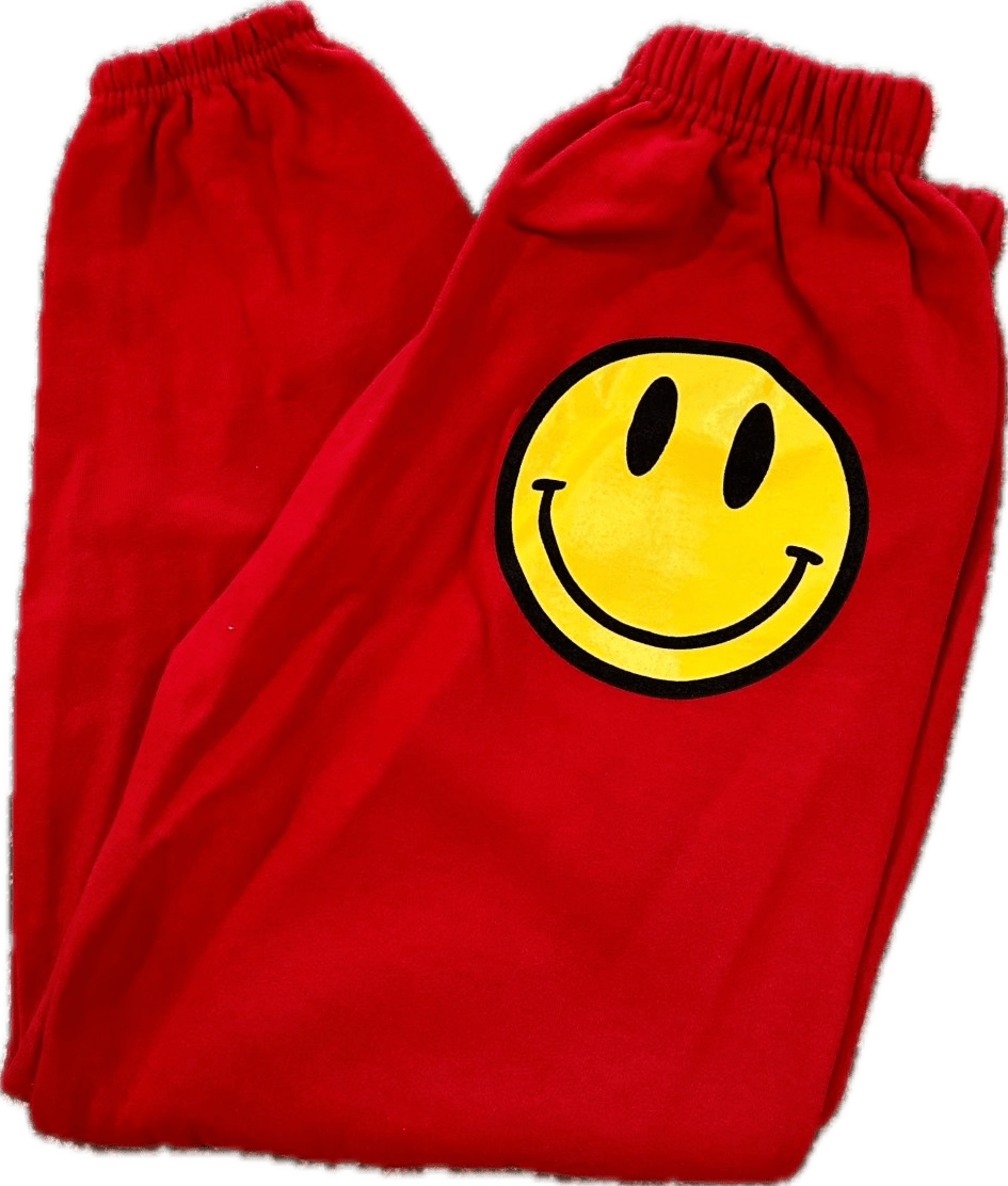 JET Happy Face Sweatpants in Red
