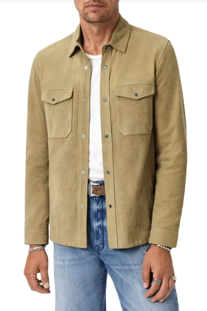 John Varvatos Jonah Shirt Jacket in Dark Tan