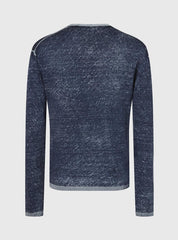 John Varvatos Linen V-Neck Sweater in Navy