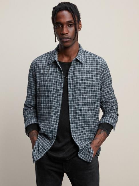 John Varvatos Neil LS Reversible Sport Shirt in Navy