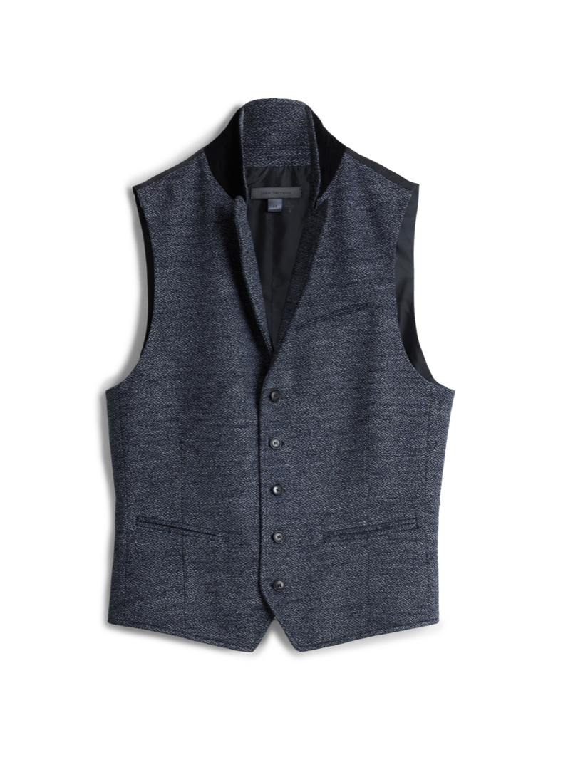 John Varvatos Sim Pit Peak Lapel Vest in Navy
