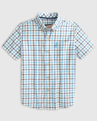 Johnnie-O Mardy Short Sleeve Button Up Shirt in Bondi Blue