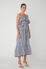 JS71 Karoline Dress in Navy White Stripe