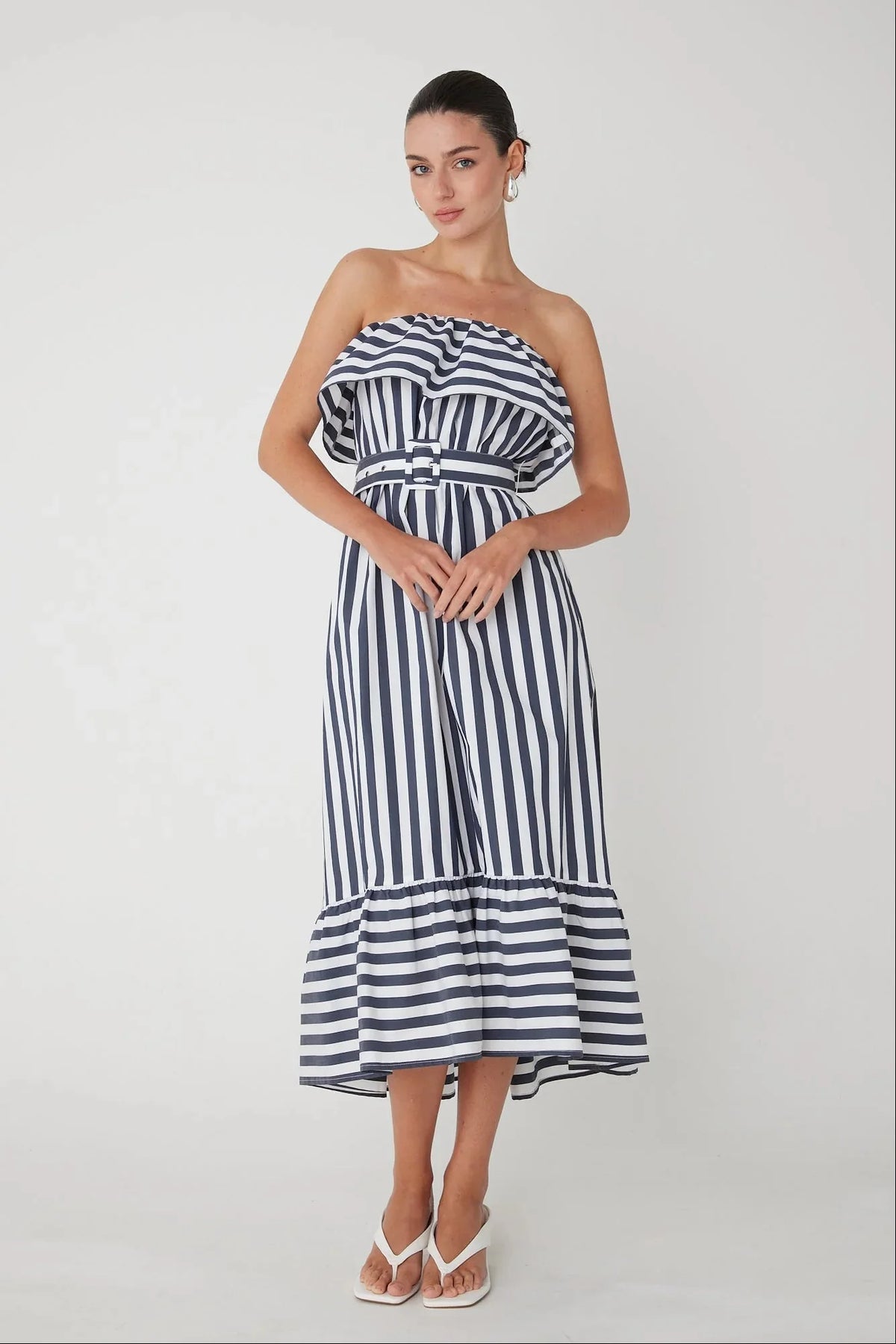 JS71 Karoline Dress in Navy White Stripe
