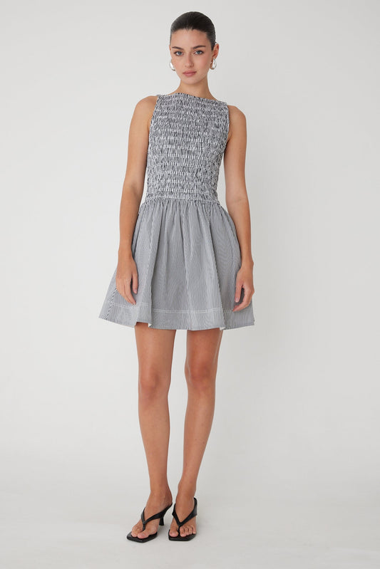 JS71 Marisol Dress in Black White Stripe