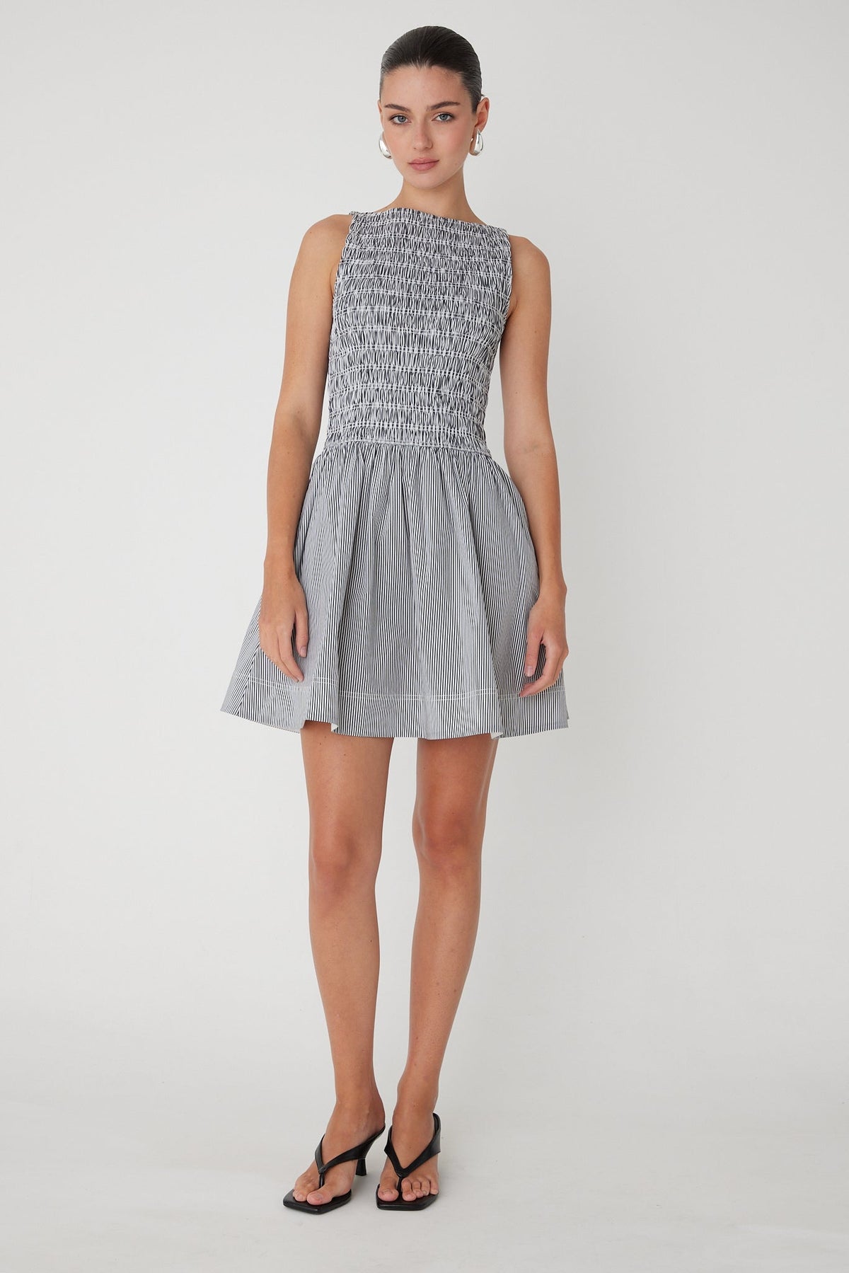 JS71 Marisol Dress in Black White Stripe