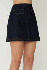 JS71 Oxford Skirt in Dark Wash Indigo