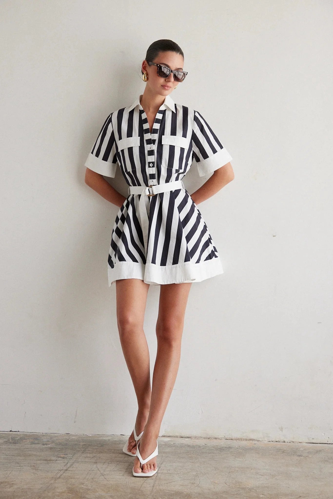 JS71 Yana Dress in Black White Stripe