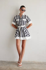 JS71 Yana Dress in Black White Stripe