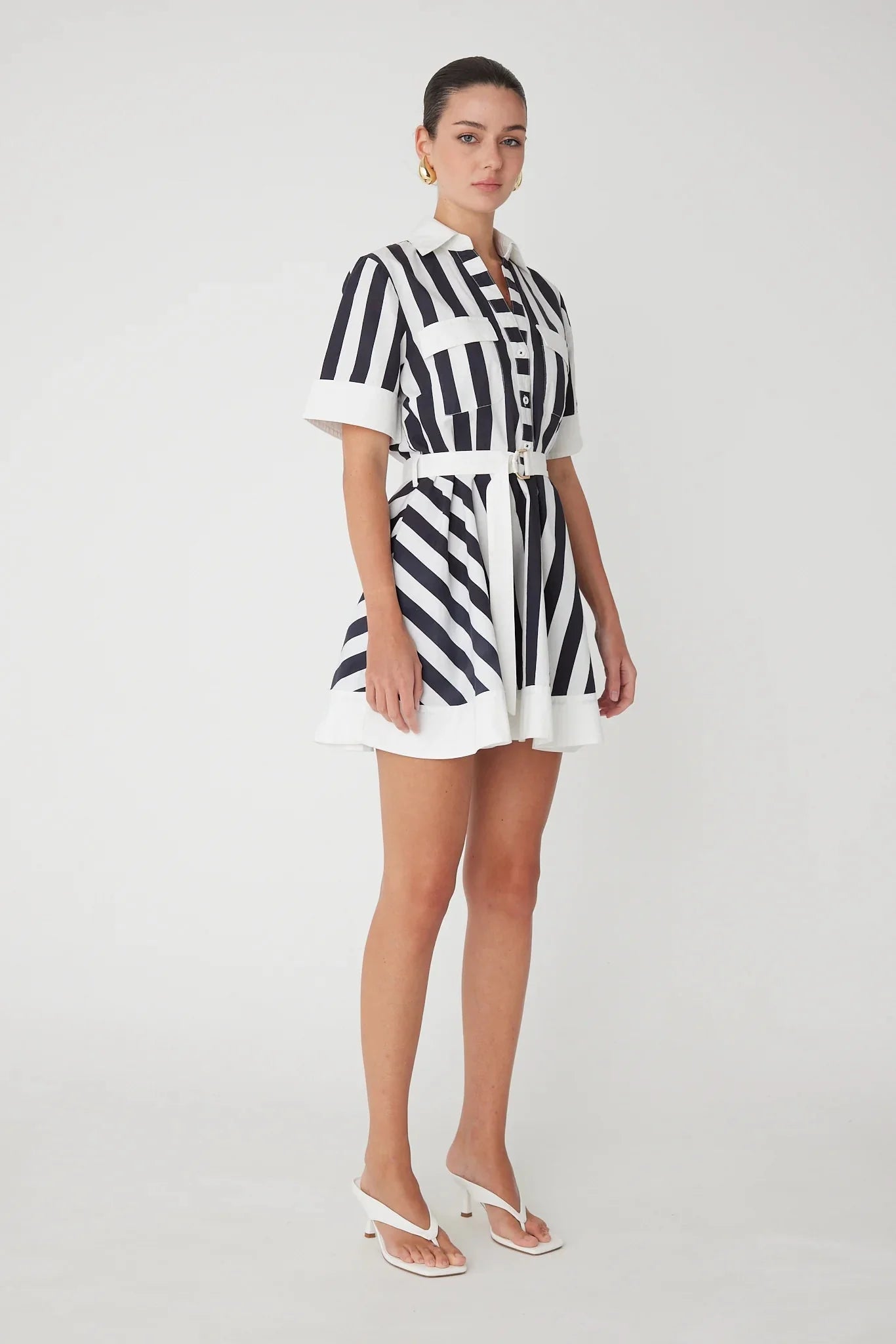 JS71 Yana Dress in Black White Stripe
