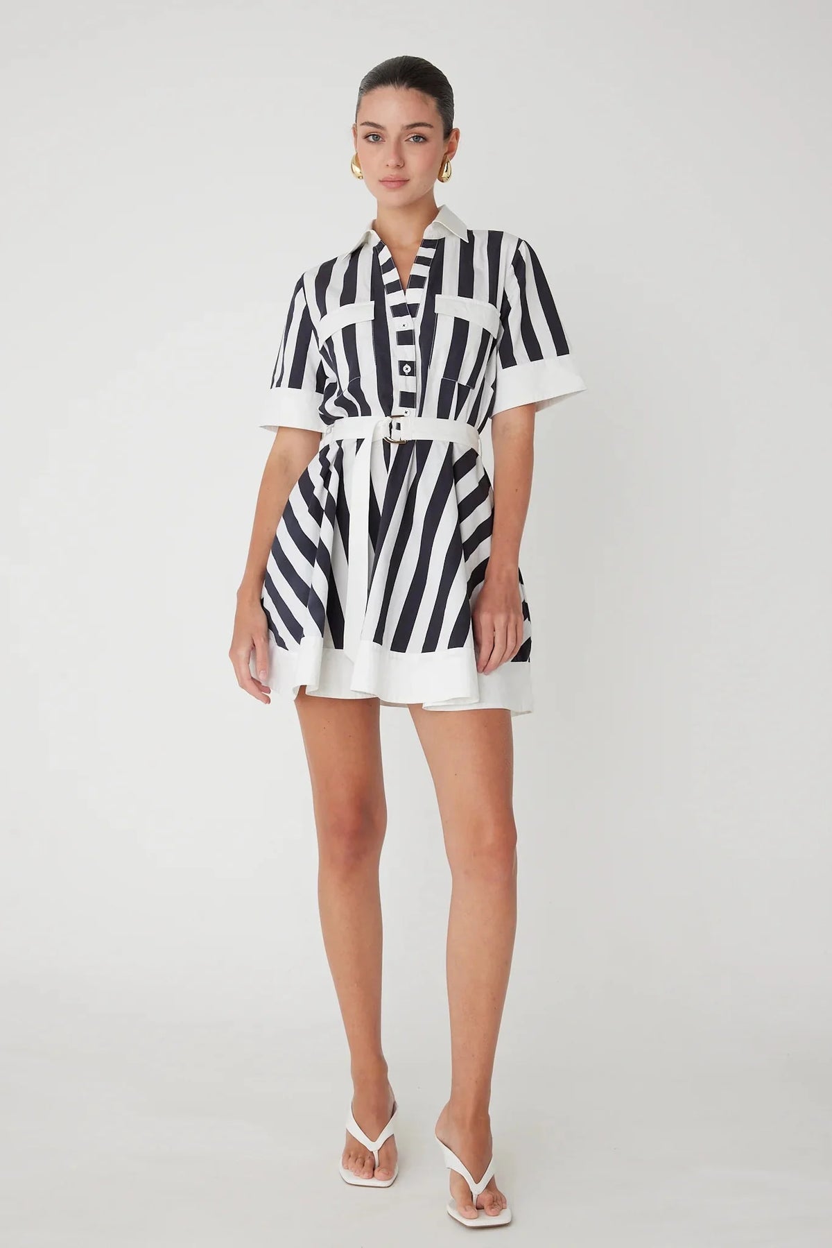JS71 Yana Dress in Black White Stripe