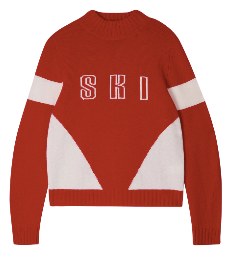 Jumper 1 2 3 4 Cashmere Wool Contrast Ski Turtle in Red and Cream